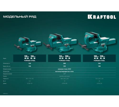 KRAFTOOL FORGE--155/200, с регулировкой компенсации люфта, кованые стальные тиски (32700-200)