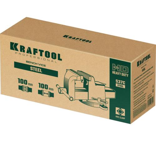 KRAFTOOL STEEL, 100 мм, стальные слесарные тиски (32701-100)