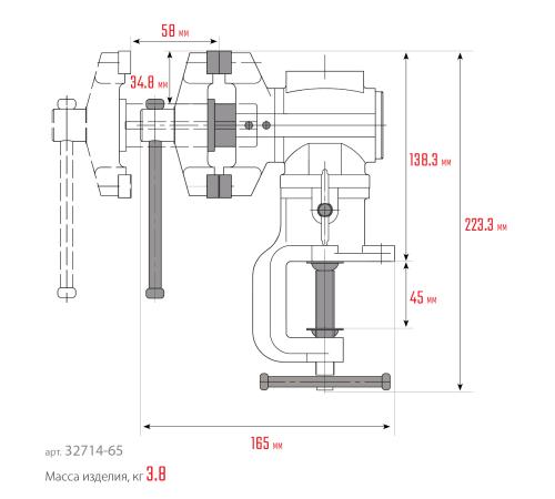 KRAFTOOL 3D-Mini, 65/38 мм, многофункциональные настольные тиски (32714-65)
