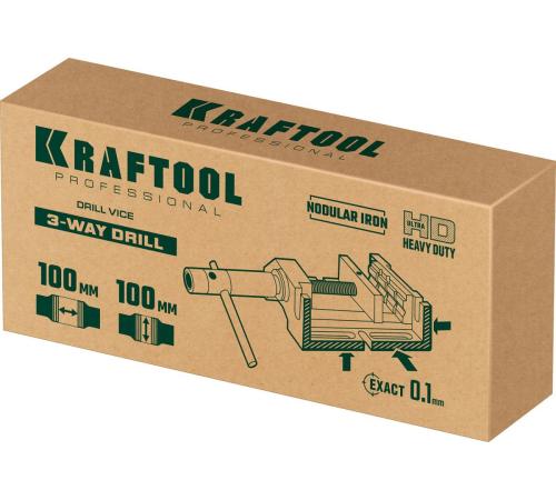 KRAFTOOL 100 мм, трехсторонние, станочные сверлильные тиски (32716-100)