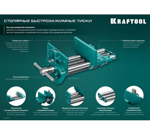 KRAFTOOL 175 мм, столярные быстрозажимные тиски (32719-175)