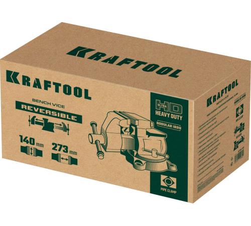 KRAFTOOL Reversible 140 мм, расход 273 мм, Слесарные тиски (32705-140)