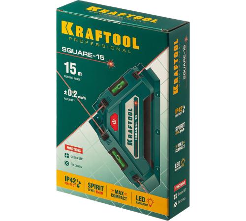 KRAFTOOL Square-15, лазерный угольник для кафеля (34705)