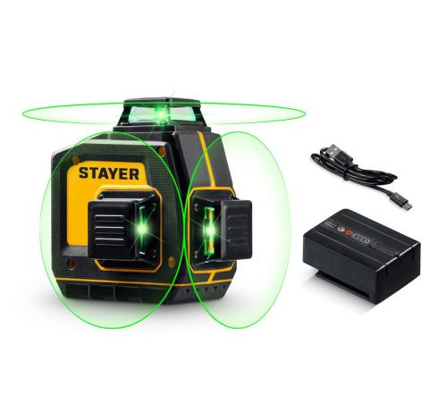 STAYER SL-3D, 50м, точн. +/-0,5 мм/м, зеленый лазерный нивелир (34963)