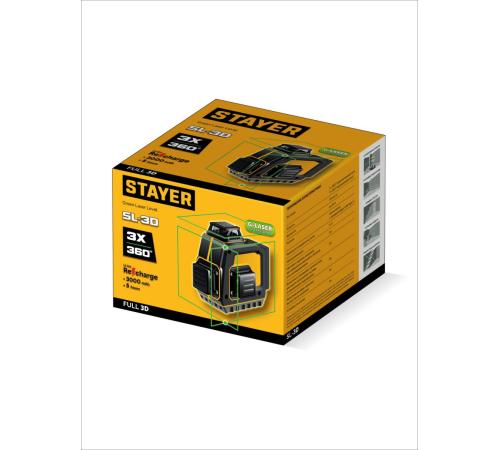 STAYER SL-3D, 50м, точн. +/-0,5 мм/м, зеленый лазерный нивелир (34963)
