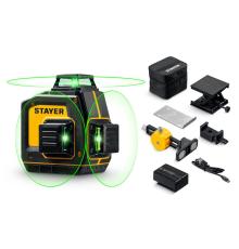 STAYER SL-3D #2, 50м, точн. +/-0,5 мм/м, зеленый лазерный нивелир, микролифт, держатель (34963-2)