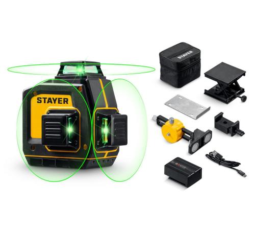 STAYER SL-3D #2, 50м, точн. +/-0,5 мм/м, зеленый лазерный нивелир, микролифт, держатель (34963-2)