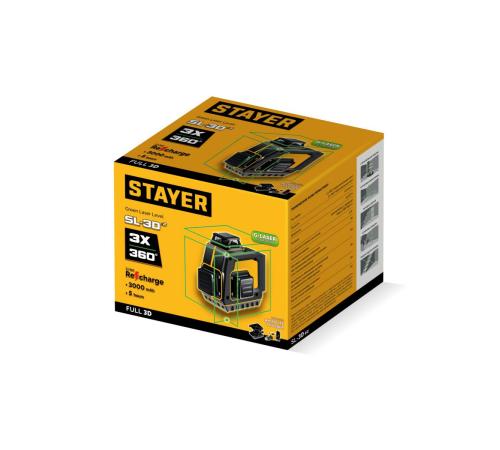 STAYER SL-3D #2, 50м, точн. +/-0,5 мм/м, зеленый лазерный нивелир, микролифт, держатель (34963-2)