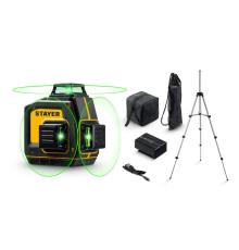 STAYER SL-3D #3, 50м, точн. +/-0,5 мм/м, зеленый лазерный нивелир, штатив (34963-3)