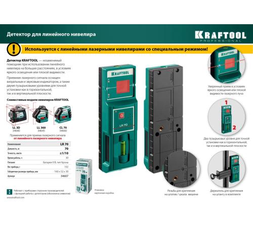 KRAFTOOL LR 70, детектор для линейного нивелира (34607)