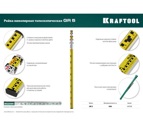 KRAFTOOL GR 5, геодезическая рейка (34730)