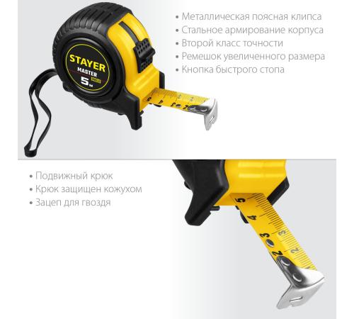 STAYER 5 м х 25 мм, рулетка (34025-05-25)