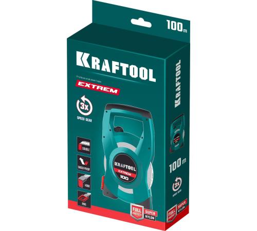 KRAFTOOL EXTREM, 100 м, геодезическая стальная мерная лента