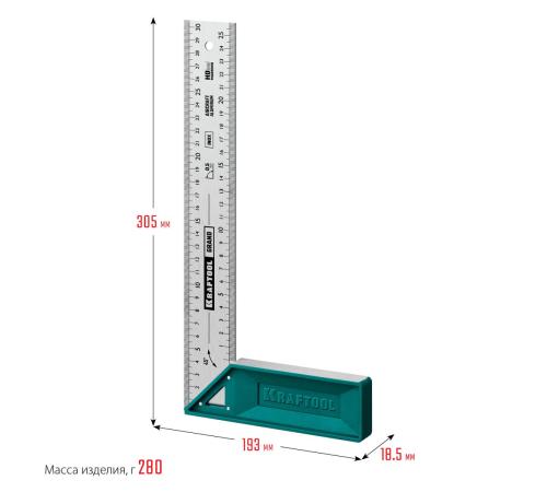 KRAFTOOL Grand, 300 мм, высокоточный столярный угольник (3439-30)