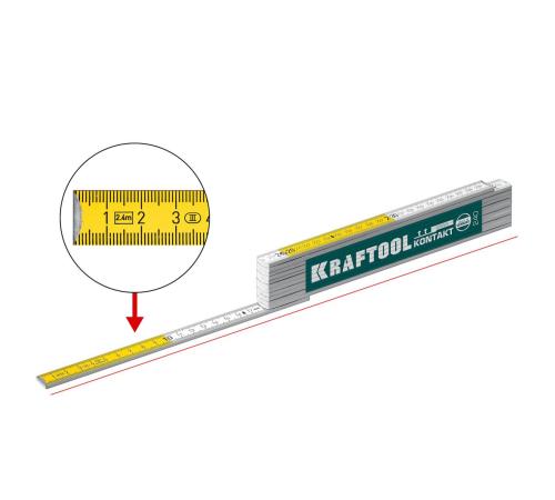 KRAFTOOL PRO-90 Kontakt, 2.4 м, профессиональный складной деревянный метр (34729)