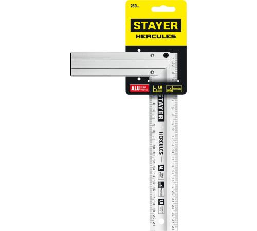 STAYER 250 мм, жесткий столярный угольник, Professional (3432-25)