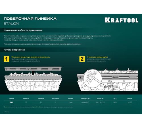KRAFTOOL ETALON, 600 х 35 х 16 мм, класс точности 1, поверочная линейка (34277)