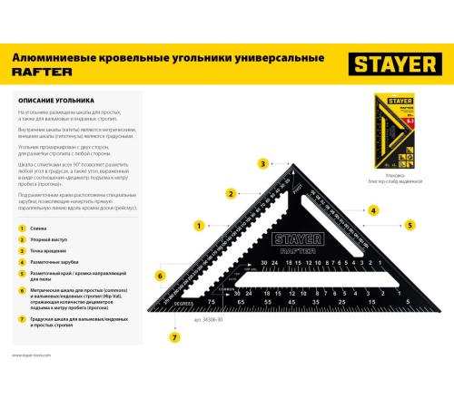 STAYER 305 мм, 5-в-1, универсальный кровельный угольник, Professional (34306-30)