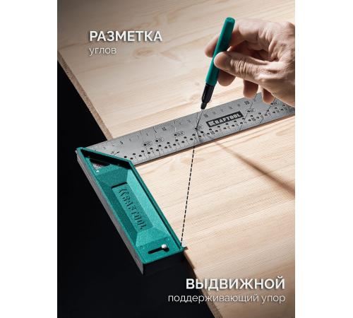 KRAFTOOL SR-40, 400 мм, высокоточный разметочный столярный угольник (3449-40)