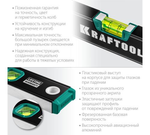 KRAFTOOL 400 мм, с зеркальным глазком, уровень (34781-40)