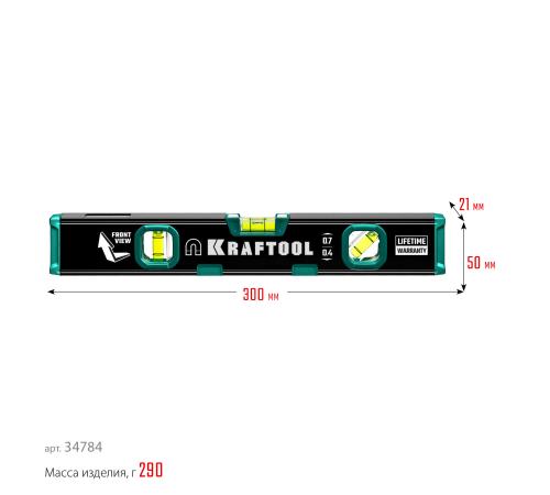 KRAFTOOL KOMPAKT-300, 300 мм, усиленный профиль, с зеркальным глазком, компактный магнитный уровень (34784)