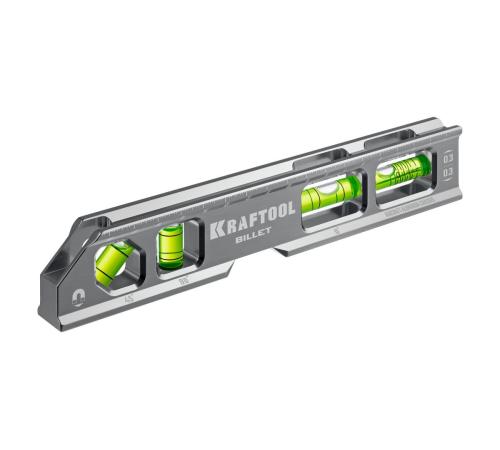 KRAFTOOL BILLET-20, 8 в 1, 200 мм, точность 0.3 мм/м, 4 глазка, брусковый магнитный уровень (34790)