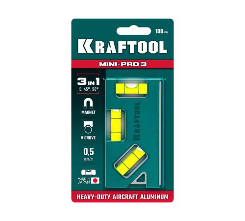 KRAFTOOL Mini-Pro 3, 100 мм, магнитный компактный уровень (34861-010)