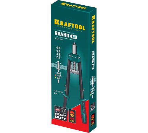 KRAFTOOL GRAND-48, 2.4 - 4.8 мм, 410 мм, усиленный двуручный заклёпочник (31175)