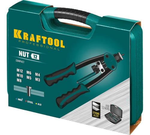 KRAFTOOL NUT-12, М3 - М12, 380 мм, резьбовой двуручный заклепочник в кейсе (31183)