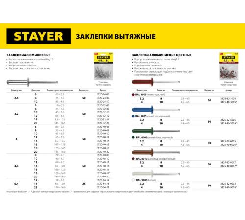 STAYER Pro-FIX, 6.4 х 18 мм, 25 шт, алюминиевые заклепки, Professional (3120-64-18)