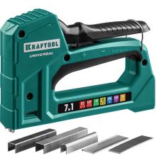 KRAFTOOL Universal, 7-в-1: 53 (A/10/JT21) 23GA (6 - 14 мм)/140 (G/11/57) 20GA (8 - 14 мм)/13/53F/36/500, универсальный легкий степлер (31524)