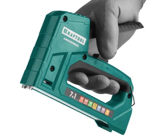 KRAFTOOL Universal, 7-в-1: 53 (A/10/JT21) 23GA (6 - 14 мм)/140 (G/11/57) 20GA (8 - 14 мм)/13/53F/36/500, универсальный легкий степлер (31524)
