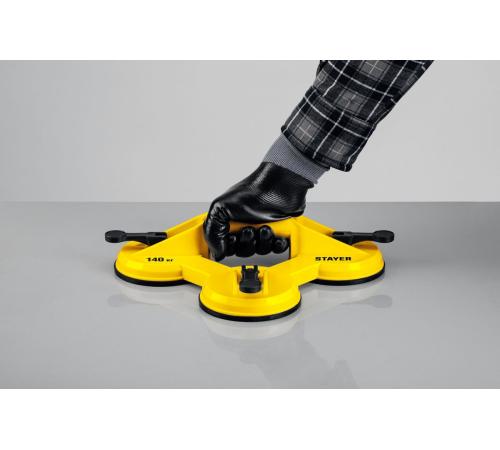 STAYER MAXLift, 140 кг, пластмассовый, тройной, стеклодомкрат на присоске (33718-3)
