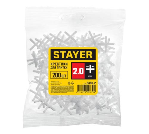 STAYER 2 мм, 200 шт, крестики для плитки (3380-2)