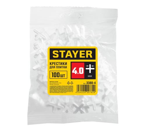 STAYER 4 мм, 100 шт, крестики для плитки (3380-4)