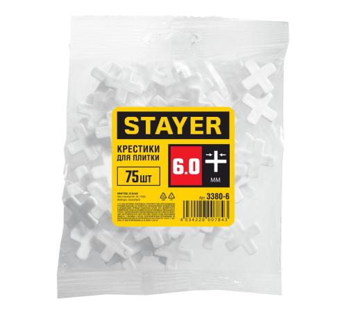 STAYER 6 мм, 75 шт, крестики для плитки (3380-6)