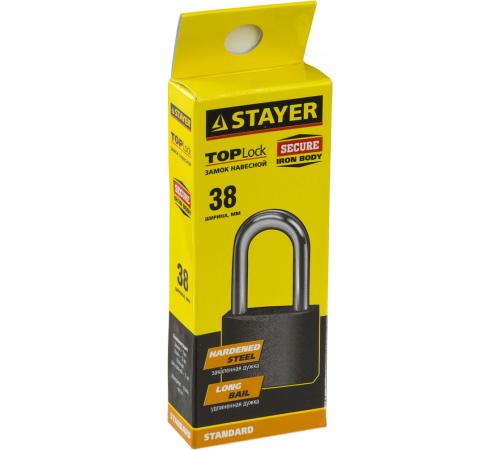 STAYER 38 мм, удлиненная дужка, навесной замок (37160-38-1)