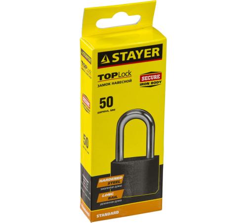 STAYER 50 мм, удлиненная дужка, навесной замок (37160-50-1)