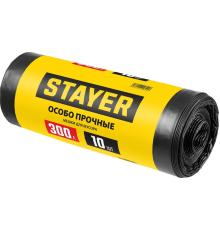 STAYER HEAVY DUTY, 300 л, 10 шт, черные, особопрочные, строительные мусорные мешки (39157-300)