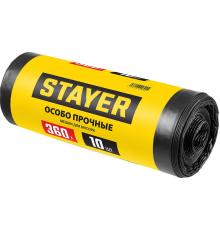 STAYER HEAVY DUTY, 360 л, 10 шт, черные, особопрочные, строительные мусорные мешки (39157-360)