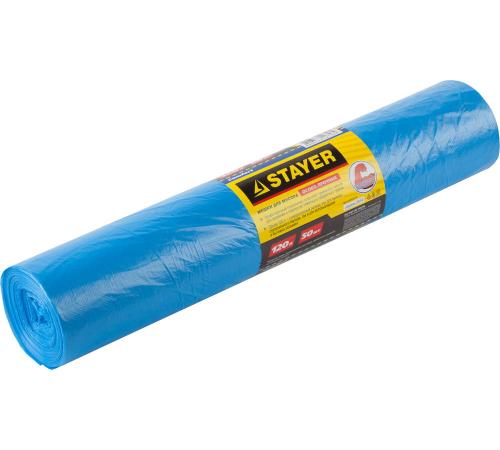 Stayer 120 л, 50 шт, синие, особопрочные, мусорные мешки (39156-120)