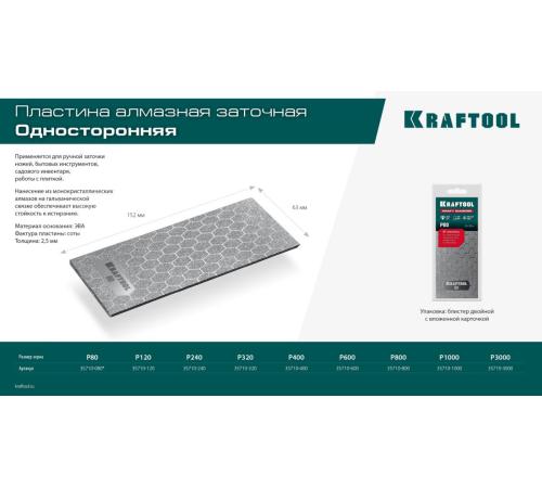 KRAFTOOL DIAMOND 63 х 152 мм, Р3000, пластина алмазная заточная (35710-3000)
