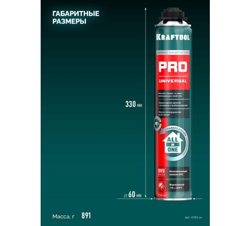 KRAFTOOL PRO, 750 мл, пистолетная, всесезонная, SVS, не залипающий клапан, выход до 45 л, монтажная пена (41182)
