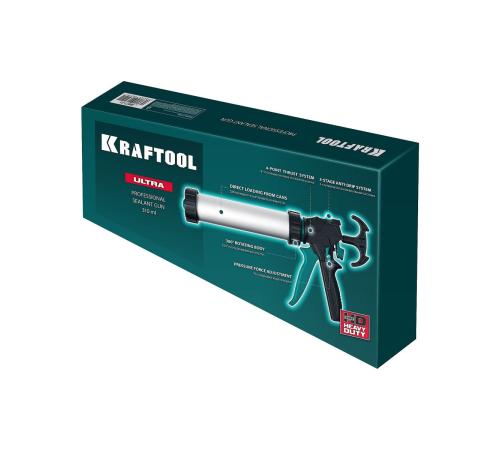 KRAFTOOL ULTRA 310 мл, прямой забор, регулировка силы давления, вариативная антикапельная система, закрытый пистолет для герметика (06677-31)