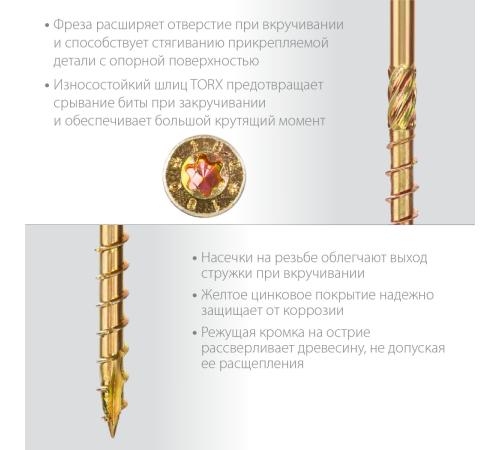 ЗУБР КС-П, 60 х 5.0 мм, TX25, потайная головка желтый цинк, 140 шт (0,66 кг.), конструкционный саморез, Профессионал (30041-50-060)