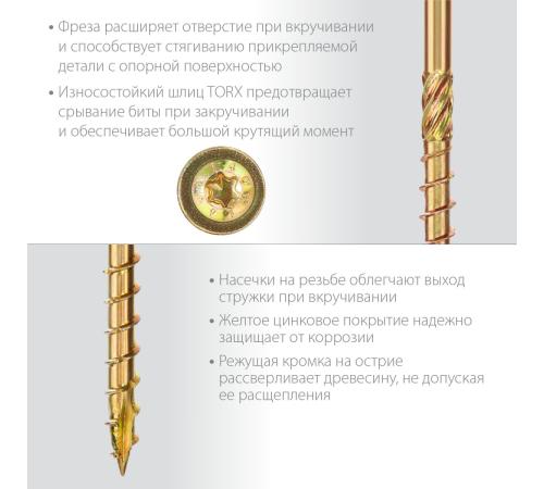 ЗУБР КС-Т, 180 х 8.0 мм, TX40, тарельчатая головка желтый цинк, 50 шт (1,96 кг.), конструкционный саморез, Профессионал (30051-80-180)
