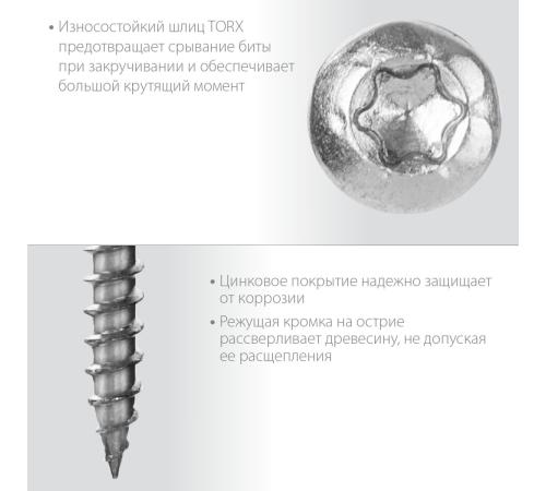 ЗУБР СПК, 35 х 5 мм, TX20, цинк 250 шт (0,75 кг.), саморез для перфорированного крепежа, Профессионал (30061-50-35)