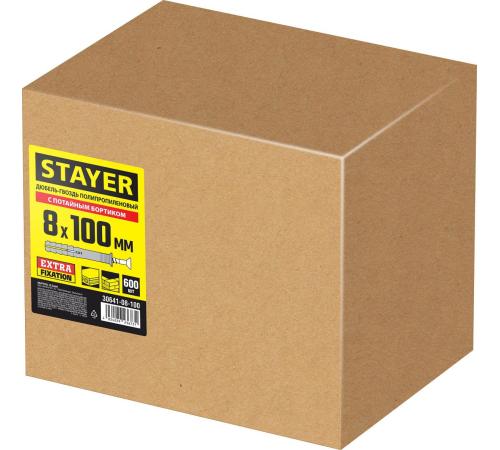STAYER 8 х 100 мм, потайной бортик, 600 шт, дюбель-гвоздь (30641-08-100)