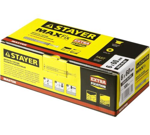 STAYER 6 х 60 мм, потайной бортик, 100 шт, дюбель-гвоздь (30645-06-060)