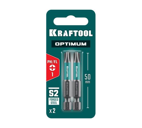 KRAFTOOL OPTIMUM PH/FL 1, 50 мм, 2 шт, биты (261221-1-50-2)